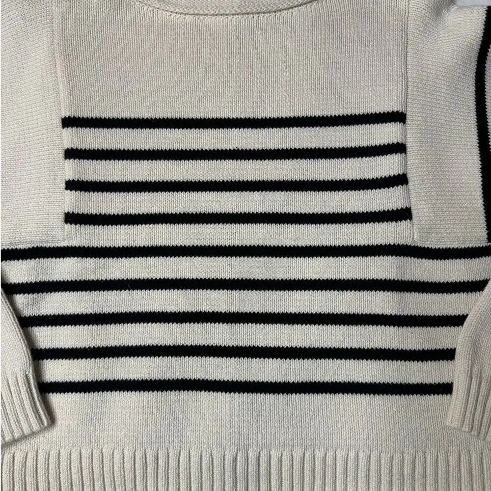 Madewell Cream and Black Striped Crewneck Sweater - Picture 8 of 12